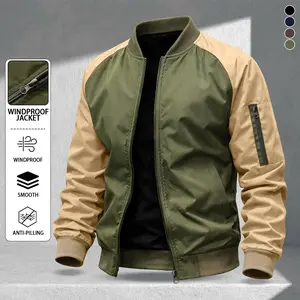 Men's fashionable American tooling jacket, retro color matching design, windproof and wear-resistant fabric, suitable for work, sports, campus wear, street trendy, daily street leisure commuting, simple and versatile jacket Casual Long Sleeve Coats