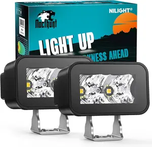 Nilight 2PCS 3-Inch Square LED Driving Light Pods – 10W Flood Beam Mini Work Lights with EMC Filter for Motorbikes, ATVs, Trucks & Off Road Use