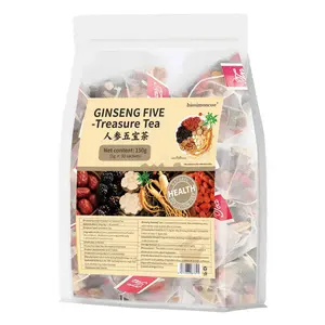 Ginseng Five Treasures Kidney Tea, Traditional Chinese Herbal TeaBags, Natural Organic Kidney Cleanse Detox Tea for Women & Men, 7 Precious Ingredients Formula(1 Pack/25 Bags)