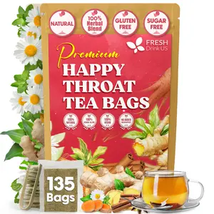 Premium Happy Throat Herbal Tea - Marshmallow Root, Slippery Elm & Ginger – Dry & Sore Throat Relief – Caffeine-Free, No Honey, No Citrus – No Sugar