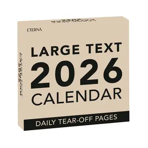Large Text 2026 Calendar Daily Tear Off Pages Bold Clear Typography Sustainable Design 4.5x4.5in Desk Accessory