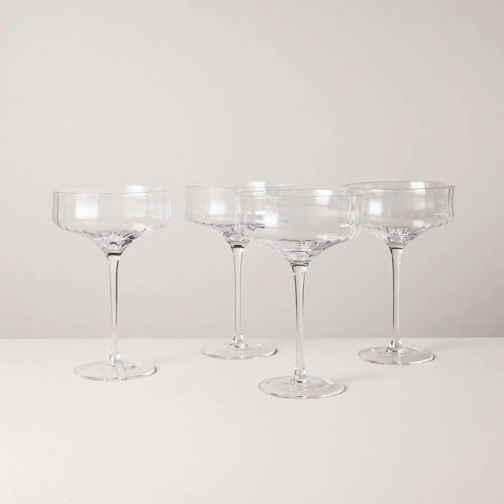 Set of 4 12oz Coupe Glasses Clear - Hearth & Hand with Magnolia Set of 4 12oz Coupe Glasses Clear - Hearth & Hand with Magnolia