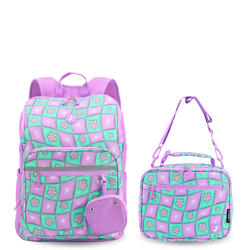 Junior Backpack With Lunch Box For School in Puffy Flower