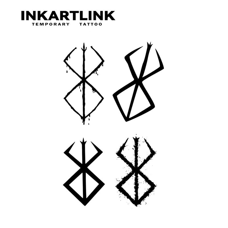 INKARTLINK Tattoo Tech, 2 Sheets Semi-Permanent Temporary Tattoos,Viking Symbol - Berserker , Adult Art Design,Lasts 1-2 Weeks, Waterproof, Realistic Look, No Adhesive, No Reflection,For Man And Woman,Ideal for Swimming, Party