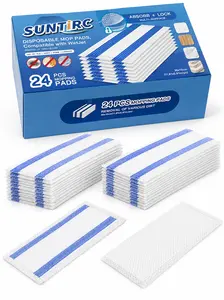 SUNTIRC Disposable Mop Pads Refill, 24 Count Compatible Hook & Loop Mop Replacement Pads, Absorbent Multi-Surface Floor Cleaning Pads for Tile Wood Laminate Marble