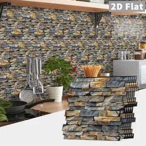 Brick Pattern Marble Backsplash Peel & Stick Self Adhesive Wallpaper, Waterproof Oil-Resistant, Ideal for Kitchen & Bathroom, 1/12pcs Patchwork Wall Panel