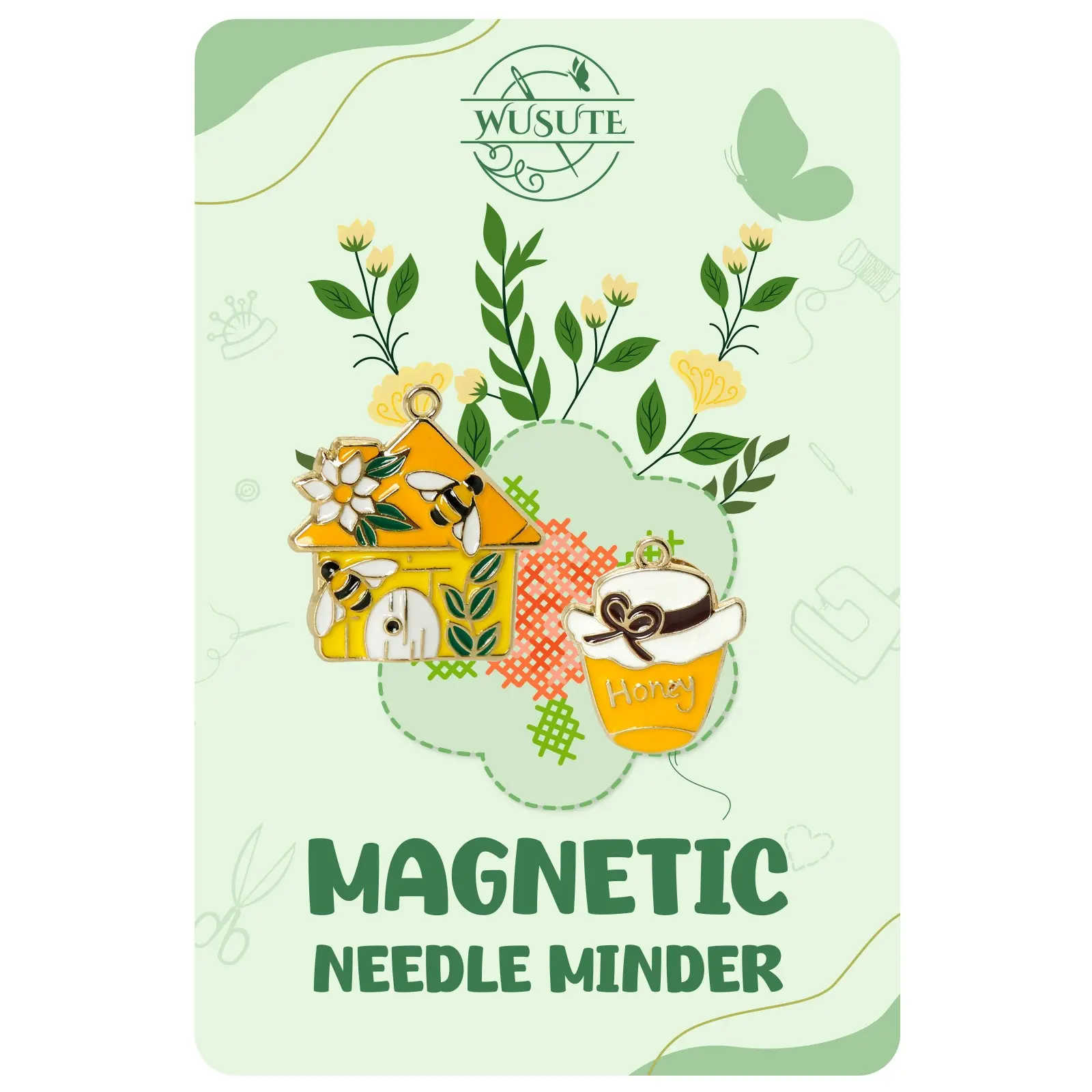 2 Pack Needle Minders for Needlepoint, Cute Bee Needle Minder Magnet for Cross Stitch and Embroidery, Sewing Needlework Accessories for Organizing, Needle Crafts Kit, Sewing Accessories and Supplies
