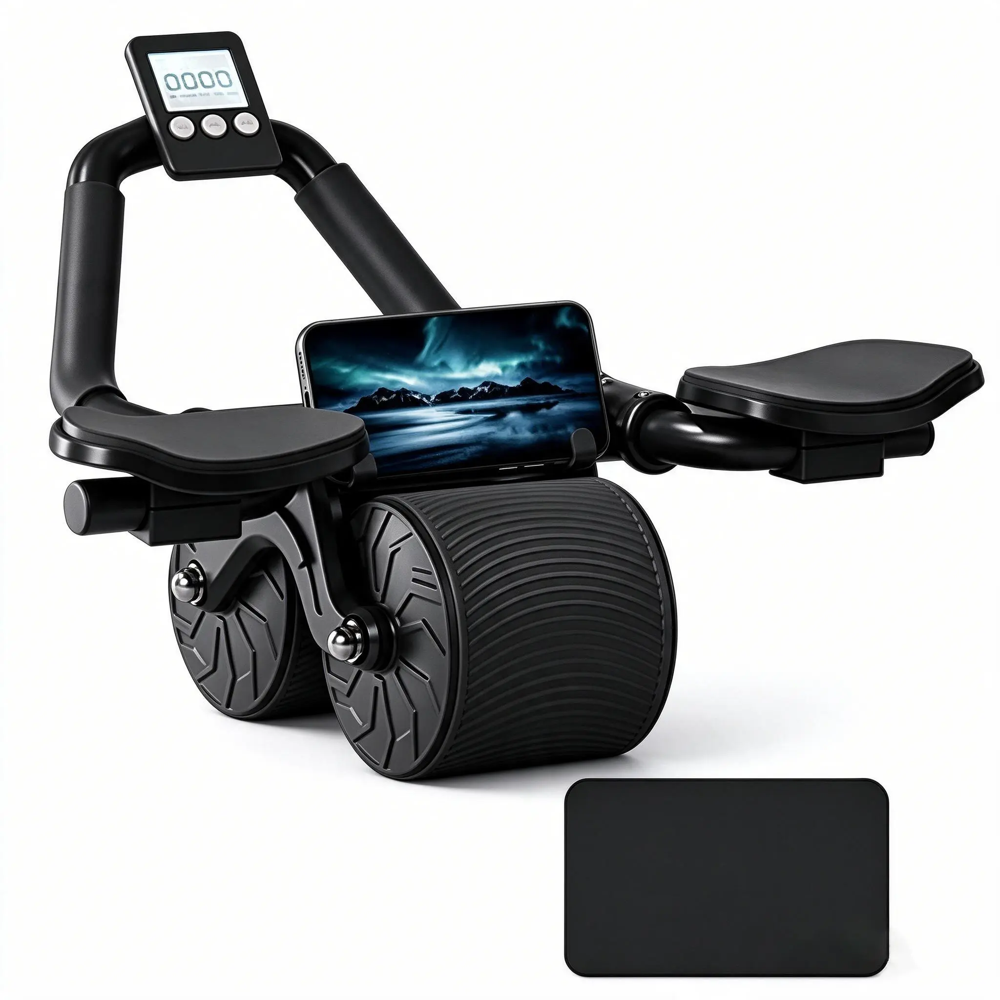 Auto Rebound Ab Roller Wheel, Portable Home Workout Gear with Digital Timer & Anti-Slip Grip, Beginner Ab Training, Unisex Home Fitness Equipment, Core Workout, Core Muscle, Core Exercise, Home Ab, Stomach Workout Gear, Abrollers