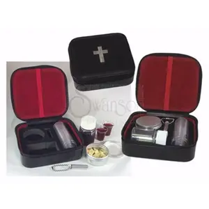 212 MAIN 12-Cup Portable Communion Set - Travel Kit with Padded Simulated Leather Cross Top, Office Stationery & Gift for Christian Supplies