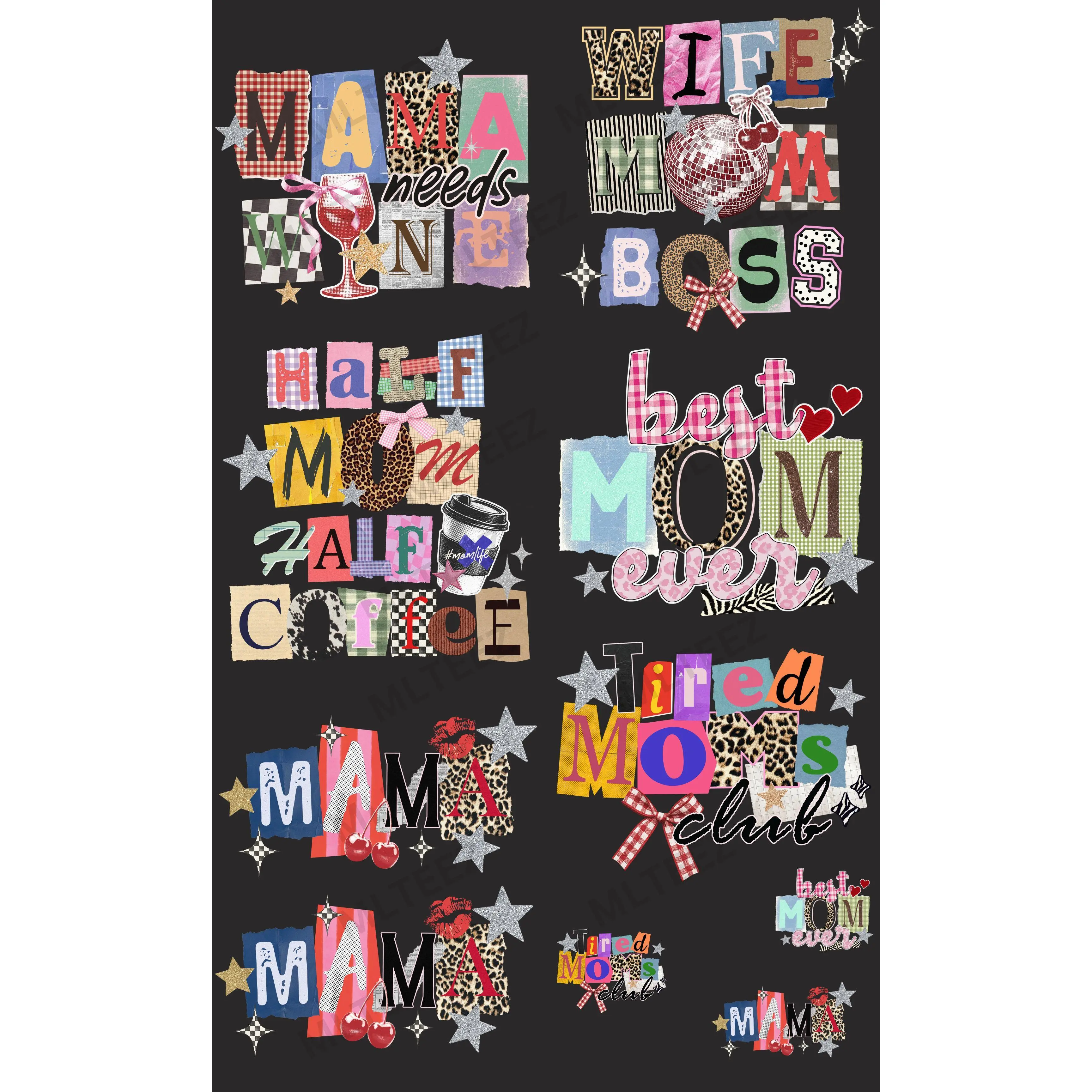 MAMA NEEDS WINE (1) PREMADE GANGSHEET - 22X36 DTF TRANSFERS - DIRECT TO FILM