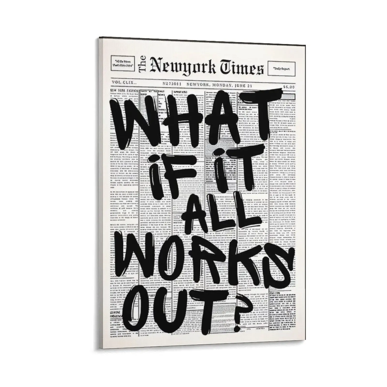 Inspirational Typographic Newspaper-Style Wall Art Poster - Minimalist, Eco-Friendly, Water-Resistant Modern Wall Hanging for Home, Office, Room Decoration
