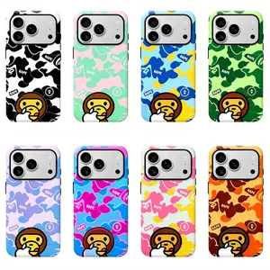 BAPE Baby Milo Y2K Streetwear Camo Cartoon Monkey Phone Case for iPhone | Trendy Hypebeast Shockproof Aesthetic Phone Cover
