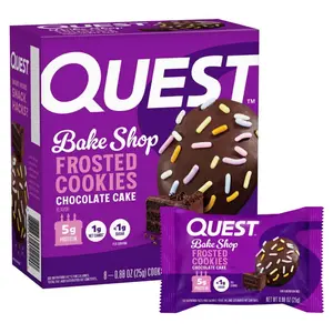Quest Nutrition Frosted Protein Cookies, Chocolate Cake, <1g Sugar, 5g Protein, 1g Net Carbs, Gluten Free, 8 Cookies