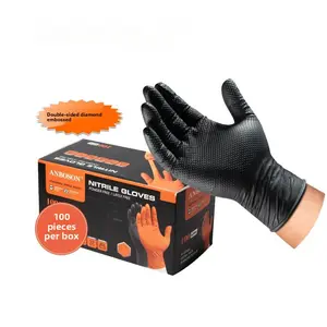 Disposable Extra Thick Diamond Pattern Nitrile Industrial Protective Wear-Resistant Anti-Slip Auto Repair Nitrile Gloves for Household Daily Use