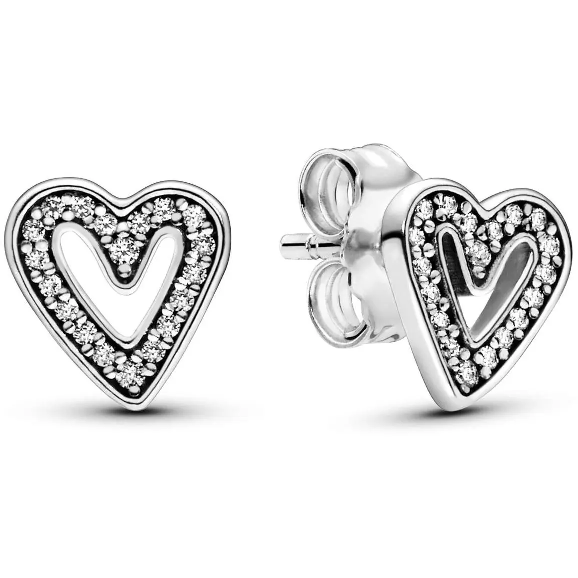 Pandora Sparkling Freehand Heart Stud Earrings 298685C01