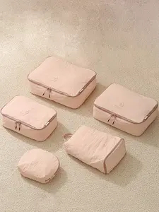 5pcs  Travel storage five piece shoelace underwear bag, convenient storage set bag, zipper closure, fashionable and versatile, casual and simple, suitable for business trips, makeup storage, portable storage bag