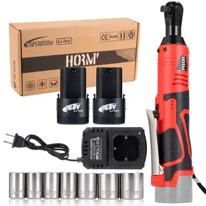 16.8V Cordless Electric Impact Wrench 3/8" Right Angle Ratchet Wrench Driver Drill Rechargeable Screwdriver with 7 Sockets Set+2PCS Lithium Battery home use