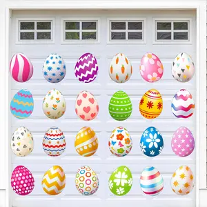 24 Pcs Happy Easter Garage Door Magnetic Decoration Big Easter Egg Carrot Magnetic Stickers for Car Fridge Dishwasher Party Decor Supplies(Colorful Egg)