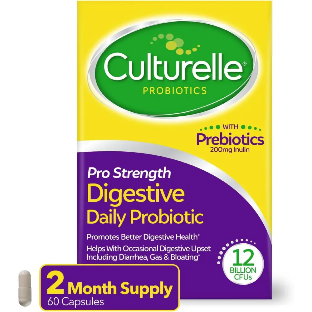 Pro Strength Daily Probiotics with Prebiotics for Women and Men Supports Digestive Health Gas and Bloating Relief Gluten and Soy Free 60 Count