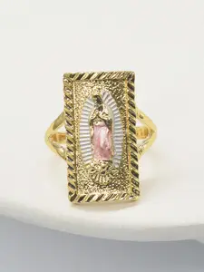 Elegant Guadalupe Virgin Mary Bishop Ring, Statement Ring, Zircon Inlaid Vintage Religious Style, Unisex Gift for Thanksgiving Halloween Valentine's Day, Elegant Everyday Ring