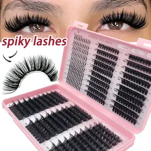 Russian Lash Extensions Spikes Lash Individuals 100D 120D Volume Eyelash Clusters D-Curly Lash Clusters  10-20MM DIY lash Extensions,6 Styles Synthetic Lash Spike Lashes Individual Lash Clusters,Natural Look Makeup Lightweight Cosmetic Tapered Tips