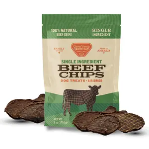 Gaines Family Famrstead Beef Chips for Dogs - Crunchy Single Inredient Dog Treats, 100% Real Beef, No Additives or Preservatives