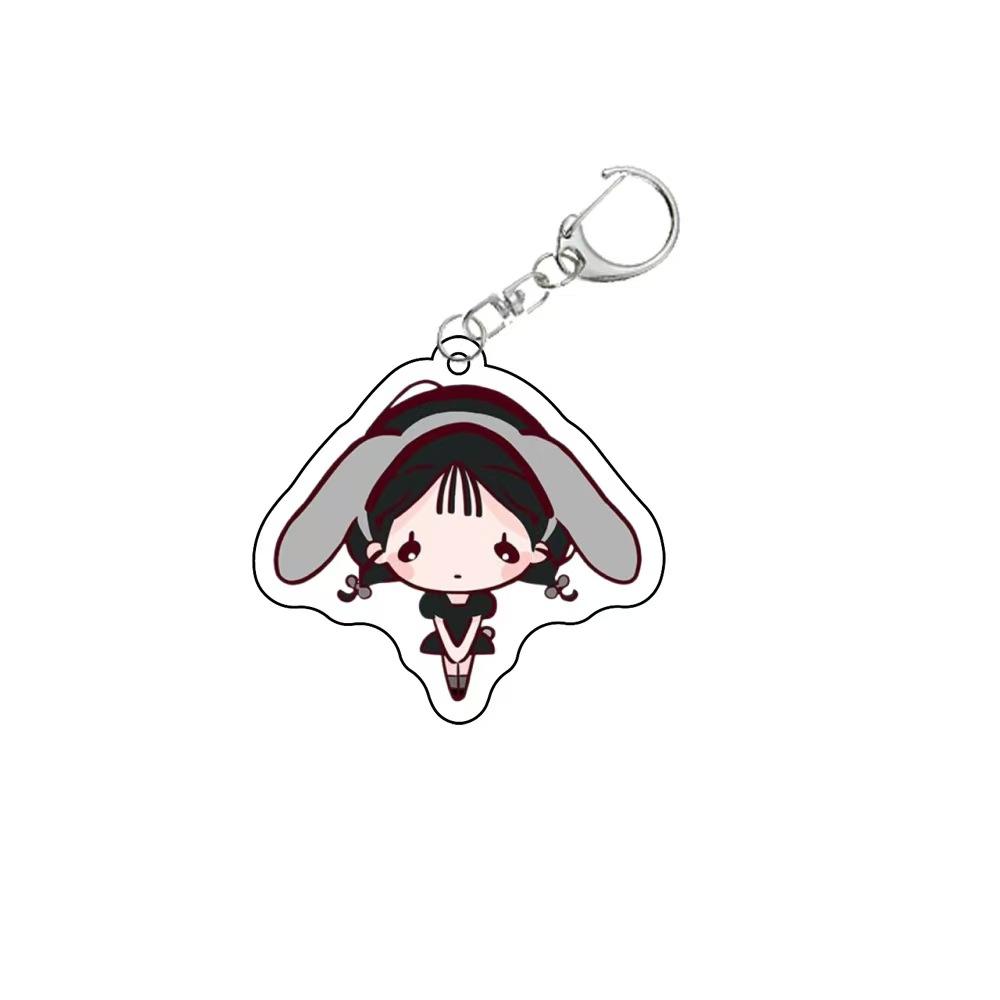 Alien Stage 6pcs Stained Glass Acrylic Keychain from Korea Pop-up Rabbit Cafe Cute Student Backpack Accessory Birthday Gifts for Boys Girls Pop-up Rabbit Design Alien Stage Figure
