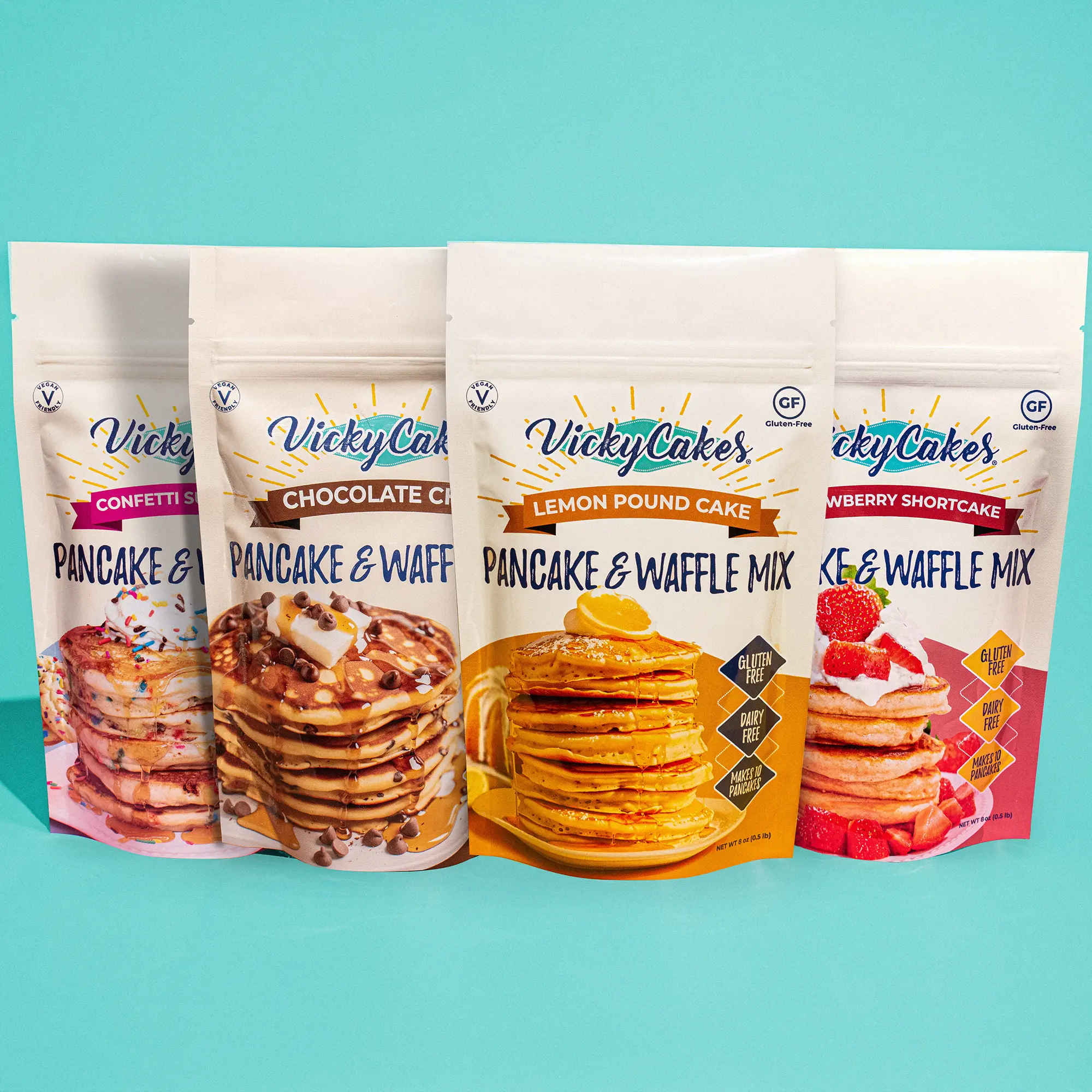 Gluten Free Funpack Pancake Mix Bundle (Chocolate Chip, Lemon Pound Cake, Confetti & Strawberry Shortcake)