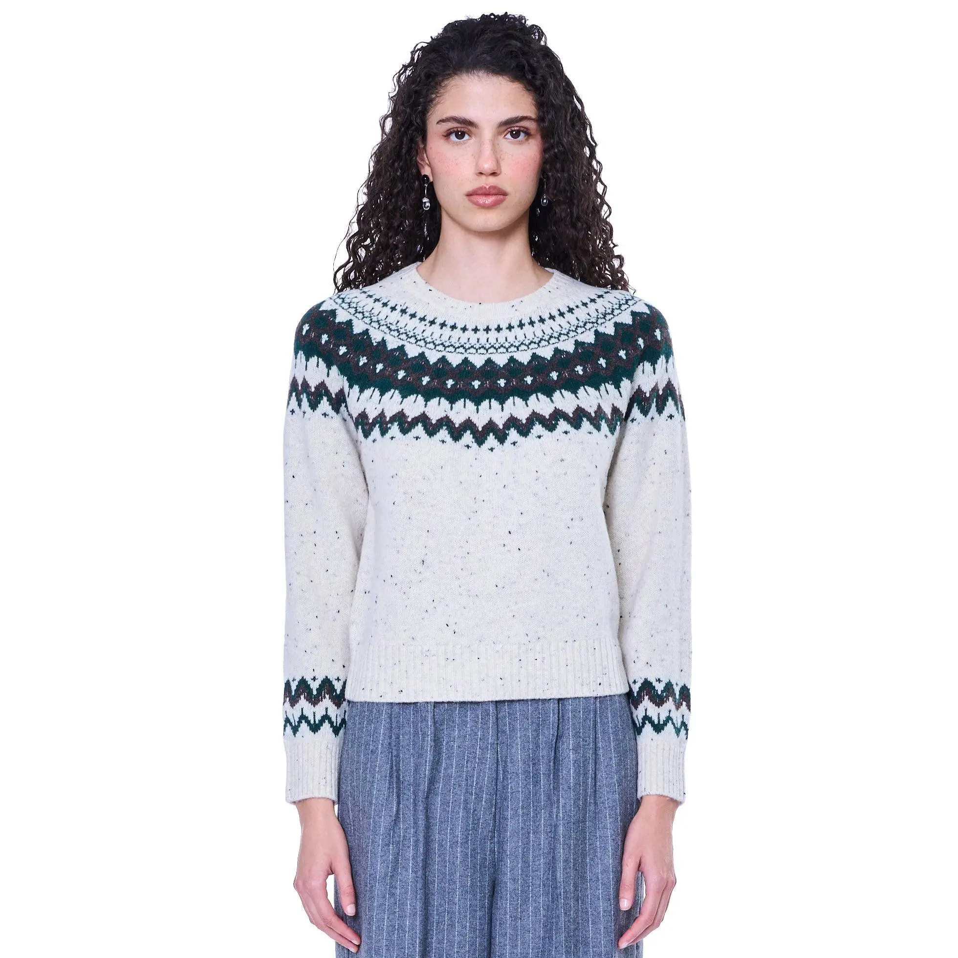 Dunst Unisex Fairisle Sweater in Oatmeal Melange