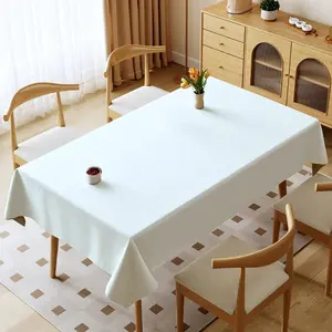 Rectangular Light Blue Tablecloth, Polyester Material, Waterproof & Oil - proof, Thickened & Washable, Suitable for Home/Outdoor Use, Ideal for Family/Anniversary/Wedding/Holiday Gift/Thank You Gift, Neat Interior Scene Style