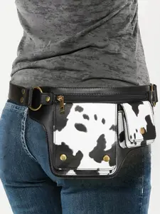 Women's Cow Print Retro Utility Chest Bag, Multi-Pocket Punk Style Waist Pack, Vintage Metal Buckle Belt Bag for Ladies, Casual Waist Bag