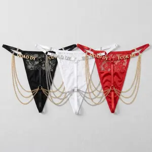 Custom Personalized Name Thong for Women with Shiny Rhinestone Letters(sliver/gold), sexy breathable lace panties with chains, custom distintive special Lingerie Gift for your beloved one