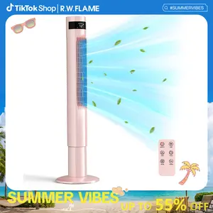 [NOT AC]  R.W.FLAME Tower Fan, Oscillation fan with Remote Control, Standing fan for office, 3 Wind Modes, Time Settings, Portable Bladeless Floor Fans for Home