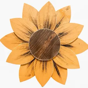 Handcrafted Cedar Sunflower Wall Decor - 20" Rustic Farmhouse Art, Large Cedar Sunflower Sign - Handmade Outdoor Spring Decor, Rustic Wooden Sunflower - 20" Hand Painted Cedar Wall Hanging