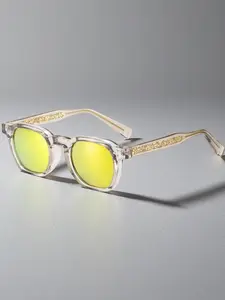 Unisex Retro Tr Frame Glasses with Reflective Lenses, Vintage Style Eyewear for Beach Weddings, Self-Drive Tours, Street Photography, Road Trips