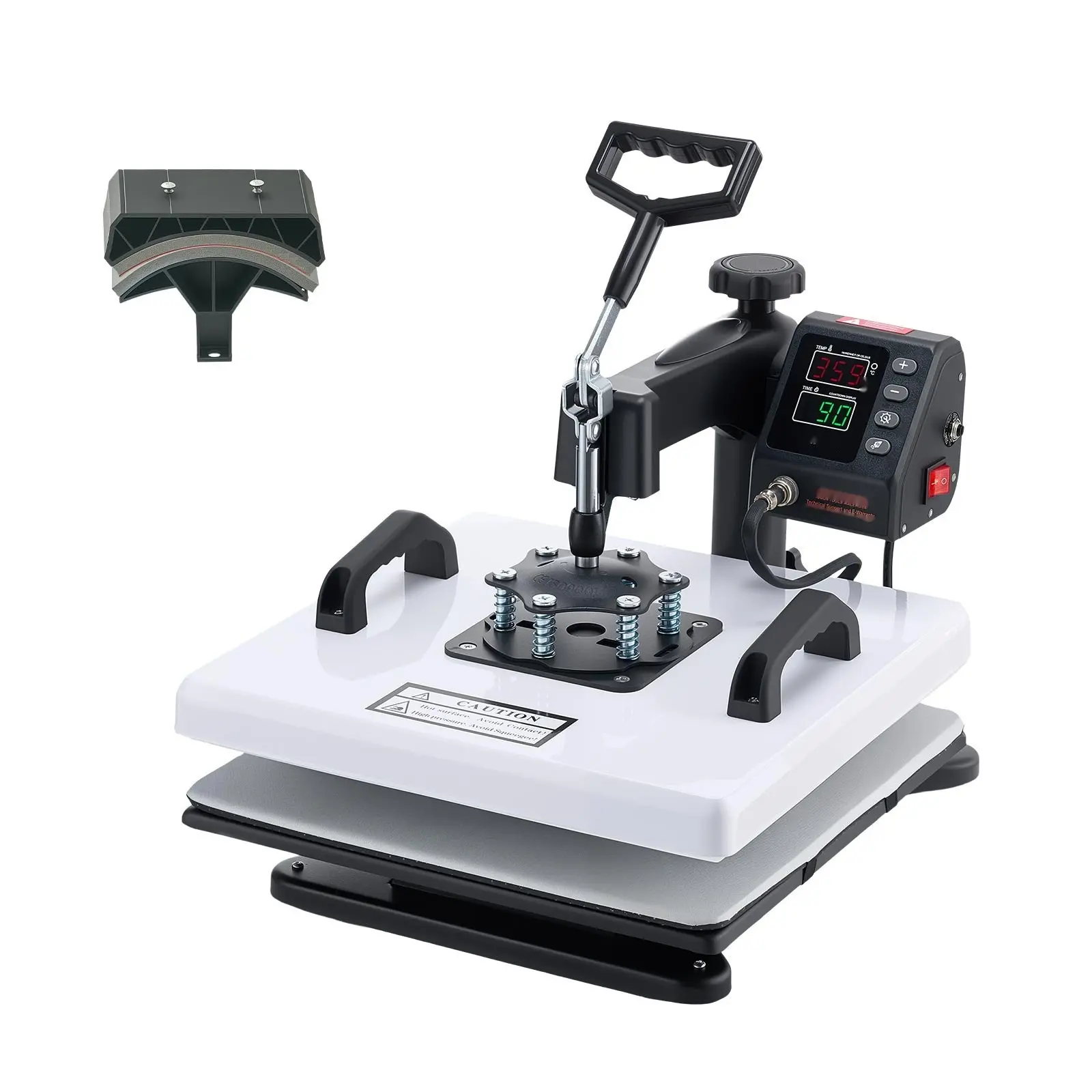 Heat Press Machine, 15 X 15 In, 2-In-1 Multifunction, 360° Swing Away, 1200W Double Tube, Fast And Even Heating, Digital Precise Control, Sublimation Press For T-Shirts, Hats And Caps
