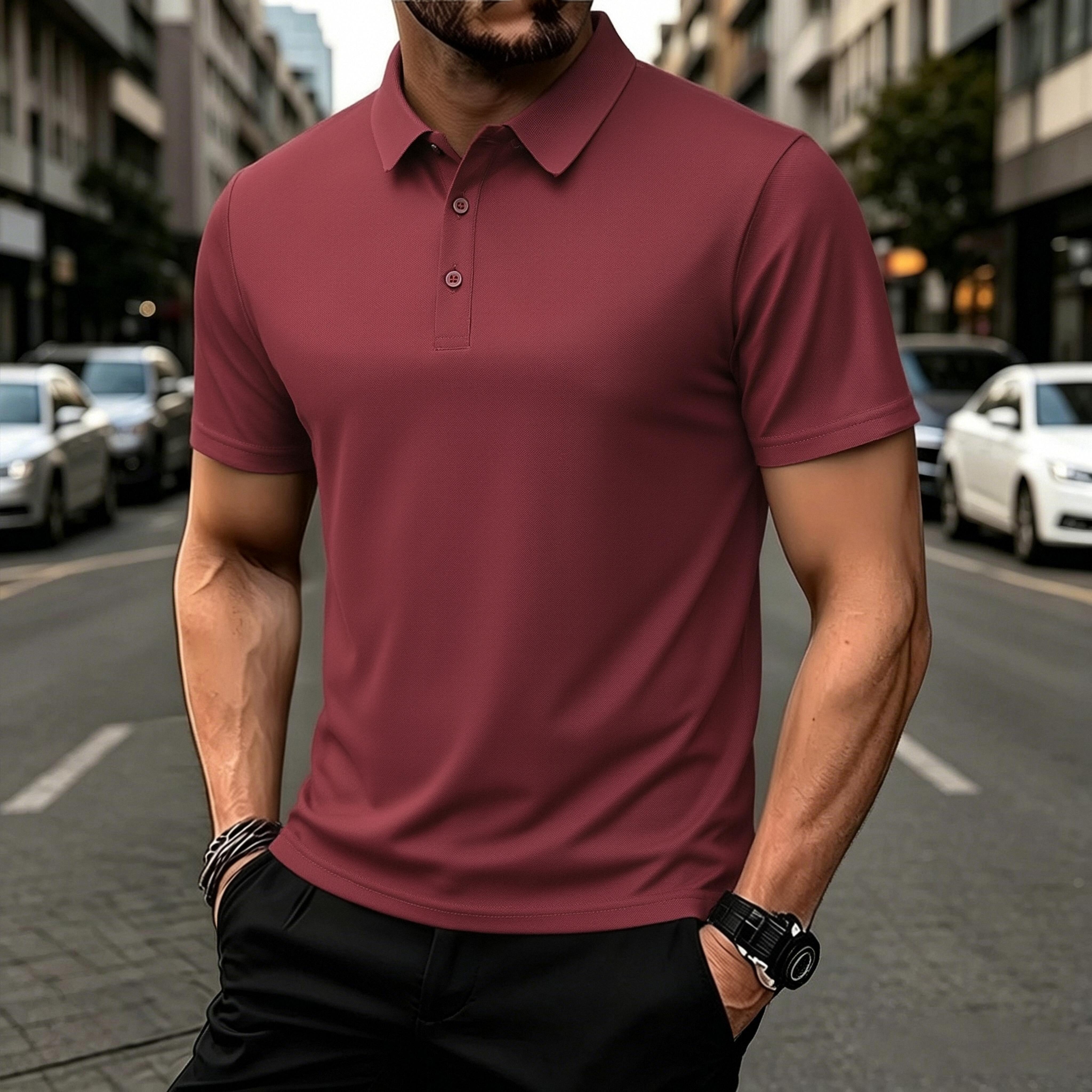 5-Pack Men’s Quick-Dry Polo Shirts – Short-Sleeve Collared Golf Tees, Breathable Casual Tops for Fishing & Cycling