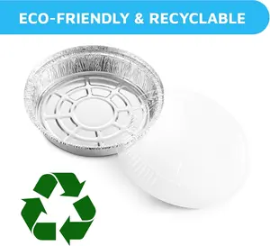 7” Round 40 Pack Aluminum Foil Pans with Clear Lids | Disposable Containers with Straight Walls for Storing, Baking, Meal Prep & Reheating | Freezer & Oven Safe, Recyclable
