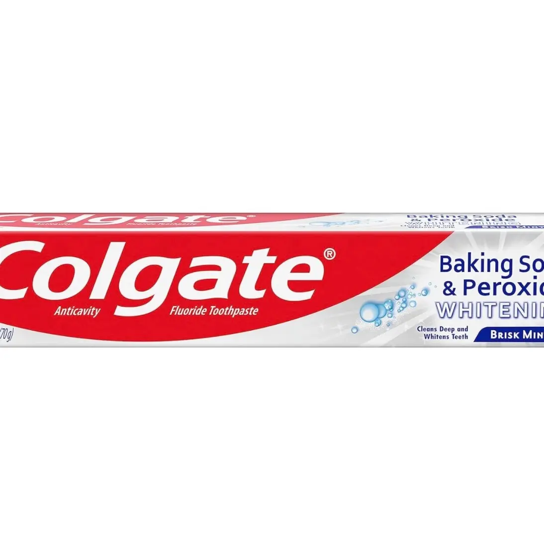 Colgate Baking Soda and Peroxide Toothpaste, Whitening Baking Soda Toothpaste, Brisk Mint Flavor, Whitens Teeth, Fights Cavities and Removes Surface Stains for Whiter Teeth, 2.5 Oz Tube