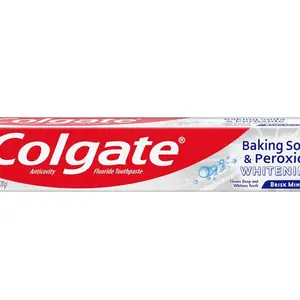 Colgate Baking Soda and Peroxide Toothpaste, Whitening Baking Soda Toothpaste, Brisk Mint Flavor, Whitens Teeth, Fights Cavities and Removes Surface Stains for Whiter Teeth, 2.5 Oz Tube