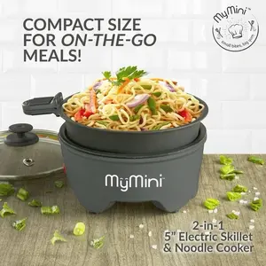 Mini Electric Hot Pot for Cooking: Portable Ramen Cooker: 5-in Multi-Functional Self Heating Pot, Non-Stick Electric Pot for Pasta, Noodles, Soup, Eggs, Portable Cooking Pot, Lazy Pot Cookware Nonstick Pan