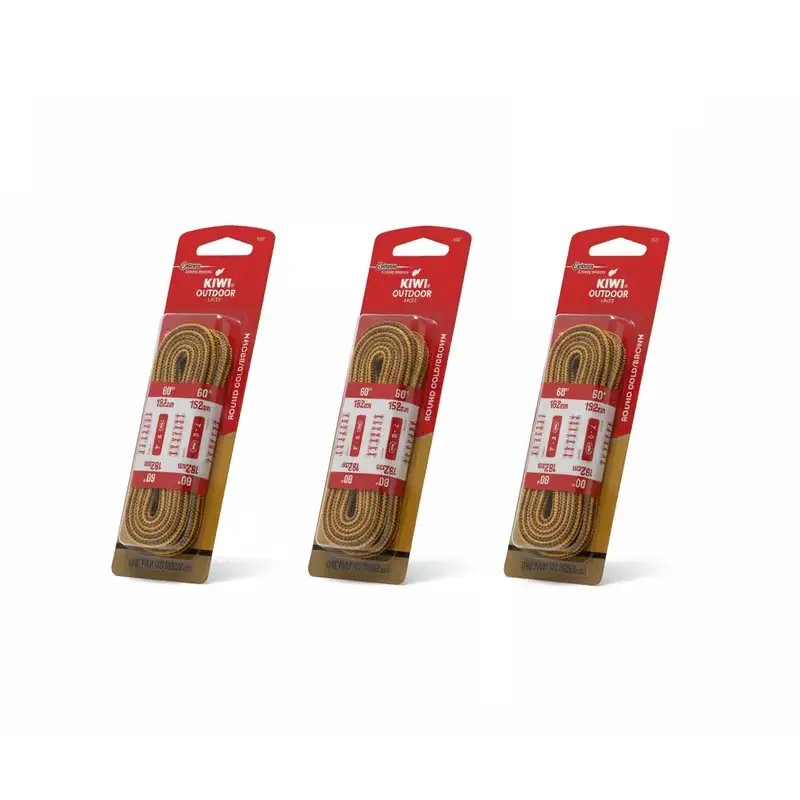 Kiwi Outdoor Shoe Laces Round Gold/Brown 60 inches (3 Pack)