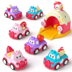 Toys for 1 Year Old Girls,Baby Cartoon Car Toys with Shooting Car Station,Toddler Girl Toys,1st Birthday Gift for 1 2 Year Old Girl,Baby Toys Education Toys