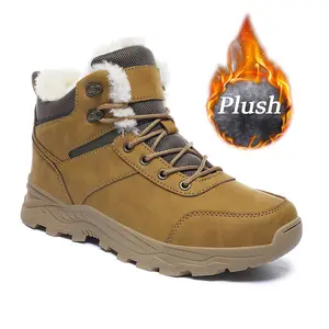 Men's Winter Thermal Contrast Faux Fur Snow Boots, CasualWaterproof Non-slip Ankle Boots for Outdoor Sports,Warm Shoes for Men Footwear Boy White Tactical Hiking Boots