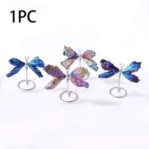Electroplated Tourmaline Crystal Butterfly Ornament, Natural Home & Office Decoration, Romantic Christmas Gift, Unique Present for Special Occasions