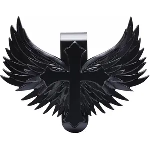Guardian Angel Visor Clip - Guardian Angel Visor Clips for ,Stainless Steel Wings Cross Sunshade Clip Driver  (Black) (Black)