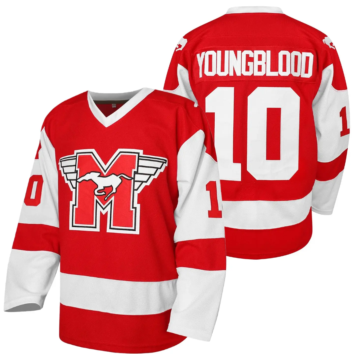 Men's Letter & "M" Embroidery Jersey, Vintage Long Sleeve V Neck Hockey Ball Uniform, Casual Sportswear Christmas Day for Men Athletic Workout Clothing Athletic Training Apparel Christmas Eve gifts Holiday