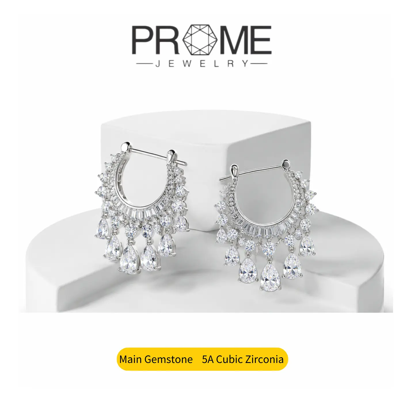 (CE014)Water Drop Tassel Earrings 5A Zircon, Elegant and Charming, Sparkling Design, Perfect Gift for Women