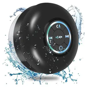 JUSIEX Mini Bluetooth Shower Speaker, Portable Wireless Stereo Speaker with Suction Cup, IPX4 Waterproof Speaker with RGB LED Light for Bathroom, Beach, Home, Ideal Christmas New Year Gifts