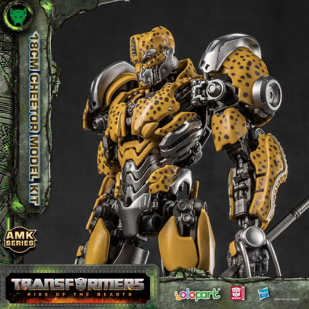 TRANSFORMERS YOLOPARK AMK Series Cheetor Action Figure - Rise of the Beasts, 7.87in Pre-assembled Model Kit, ABS/PVC Material, Bumblebee's Spear, Battle Mask, Interchangeable Hands, Ion Blasters